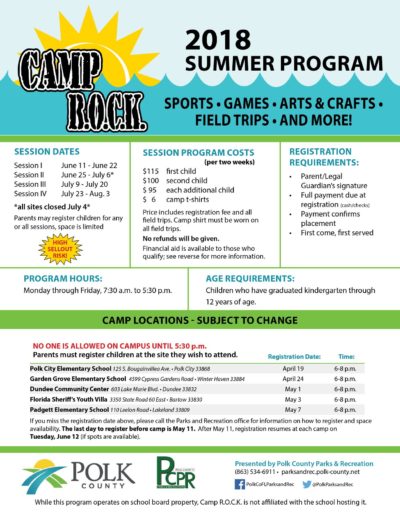 Camp R.O.C.K - Polk County Parks & Recreation Summer Program | Lakeland Mom