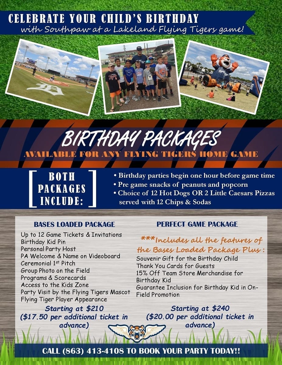 Lakeland Flying Tigers Birthday Parties