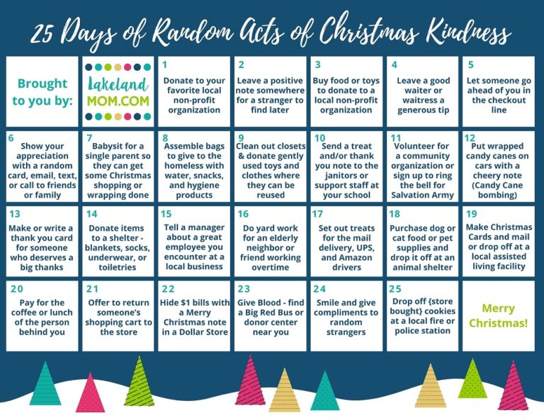 25 Random Acts of Kindness for Kids Christmas Advent