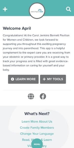 Lakeland Regional Health Pregnancy New Mom App
