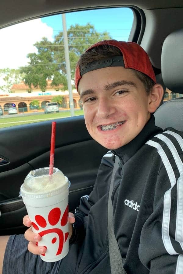 First Day with Braces Chick Fil A Milkshake