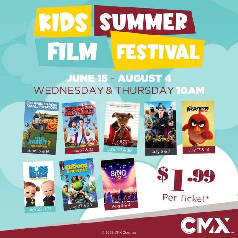 2022 CMX Summer Movie Schedule (formerly Cobb Free Summer Movies)
