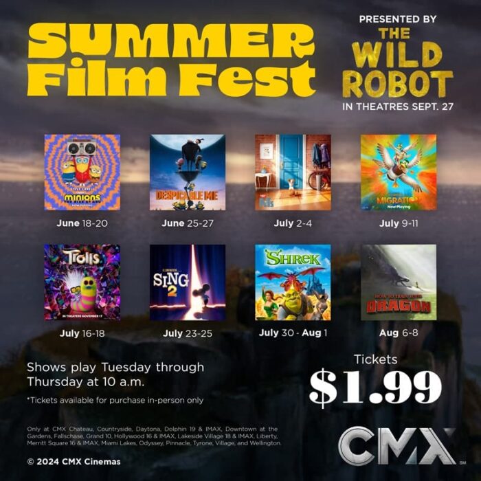 2024 CMX Summer Movie Schedule (formerly Cobb Free Movies)