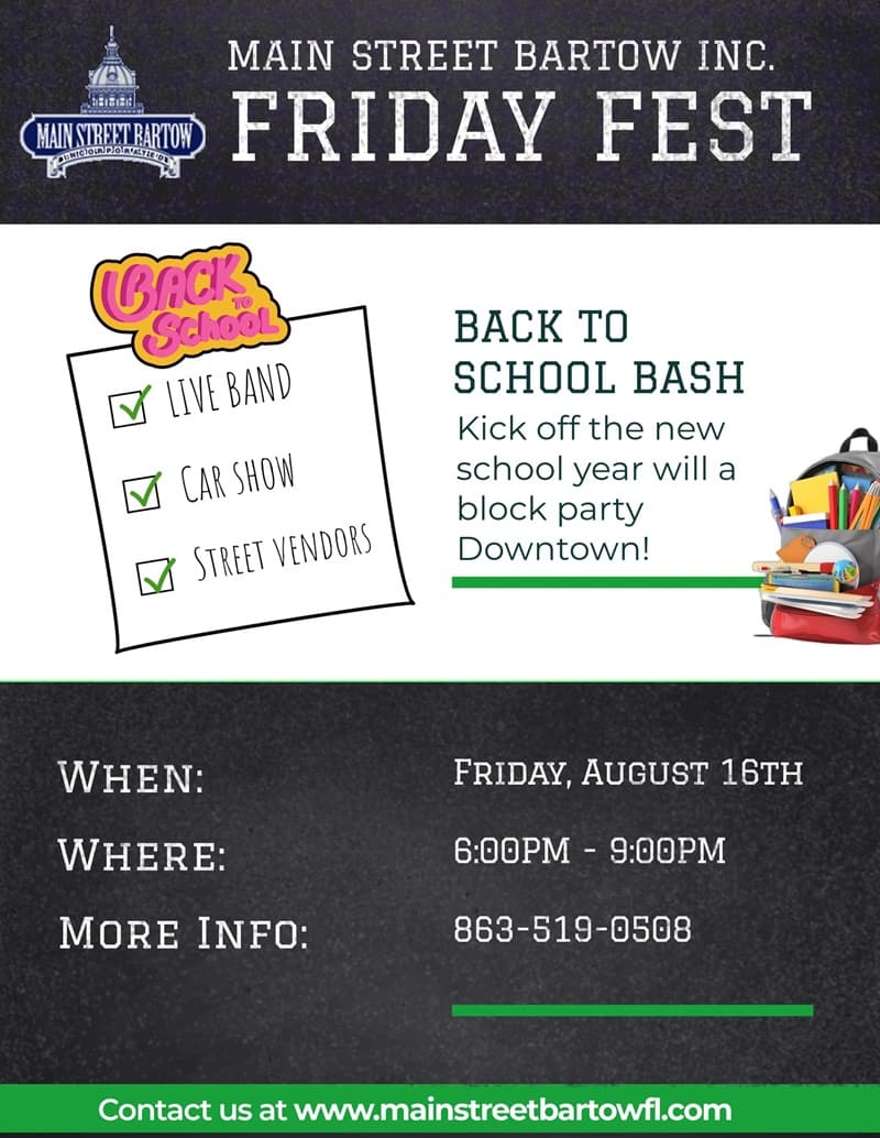 Aug.2024 Bartow Friday Fest Back to School